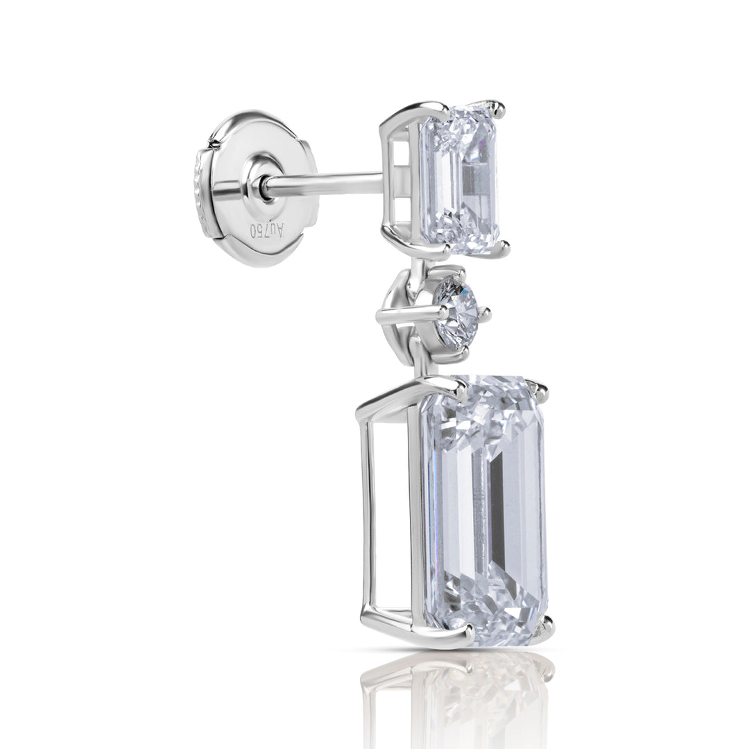 Drop Lab Diamond Earrings Emerald with Round