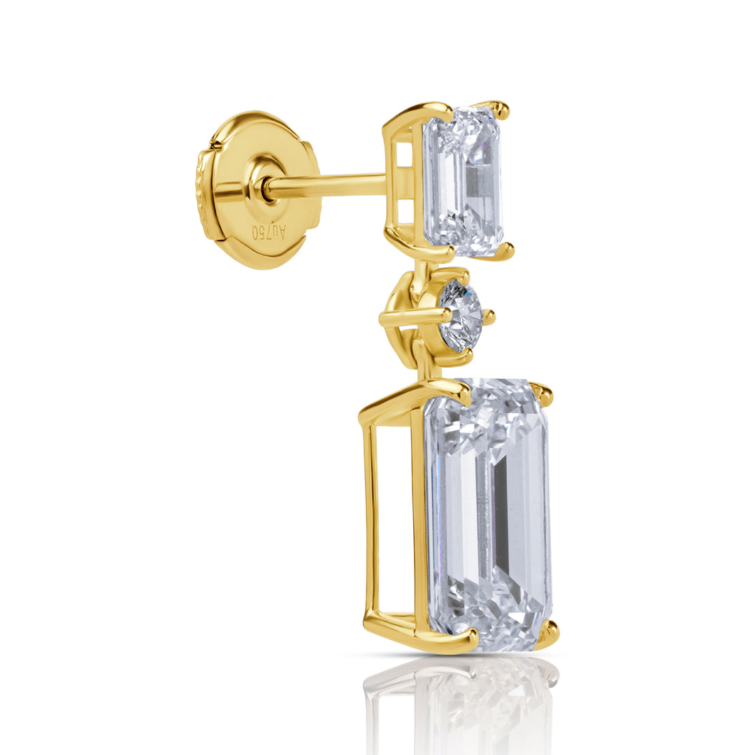 Drop Lab Diamond Earrings Emerald with Round