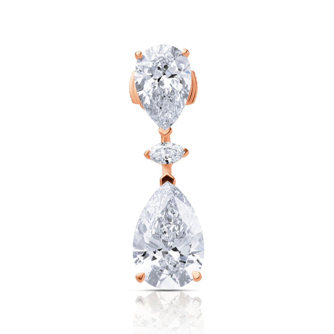 Drop Lab Diamond Earrings Pear with Marquise