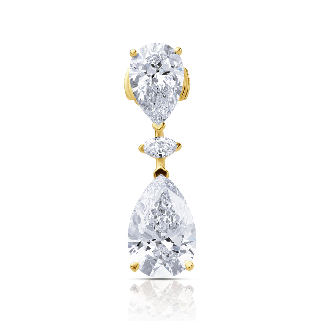 Drop Lab Diamond Earrings Pear with Marquise