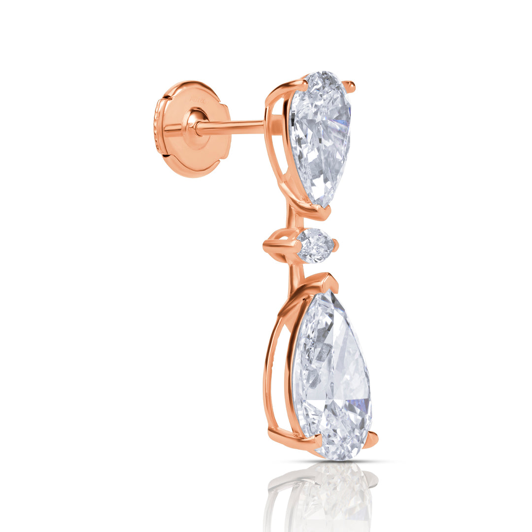 Drop Lab Diamond Earrings Pear with Marquise