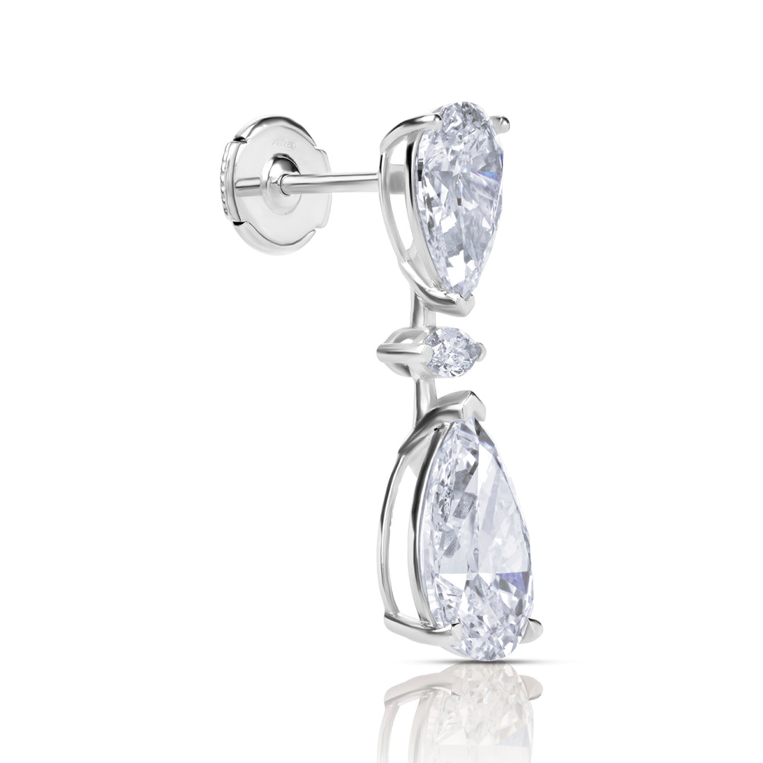 Drop Lab Diamond Earrings Pear with Marquise