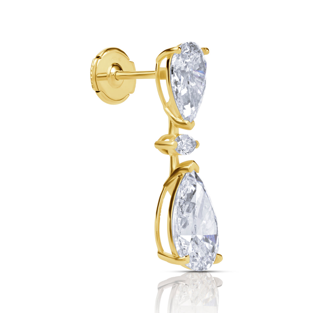 Drop Lab Diamond Earrings Pear with Marquise