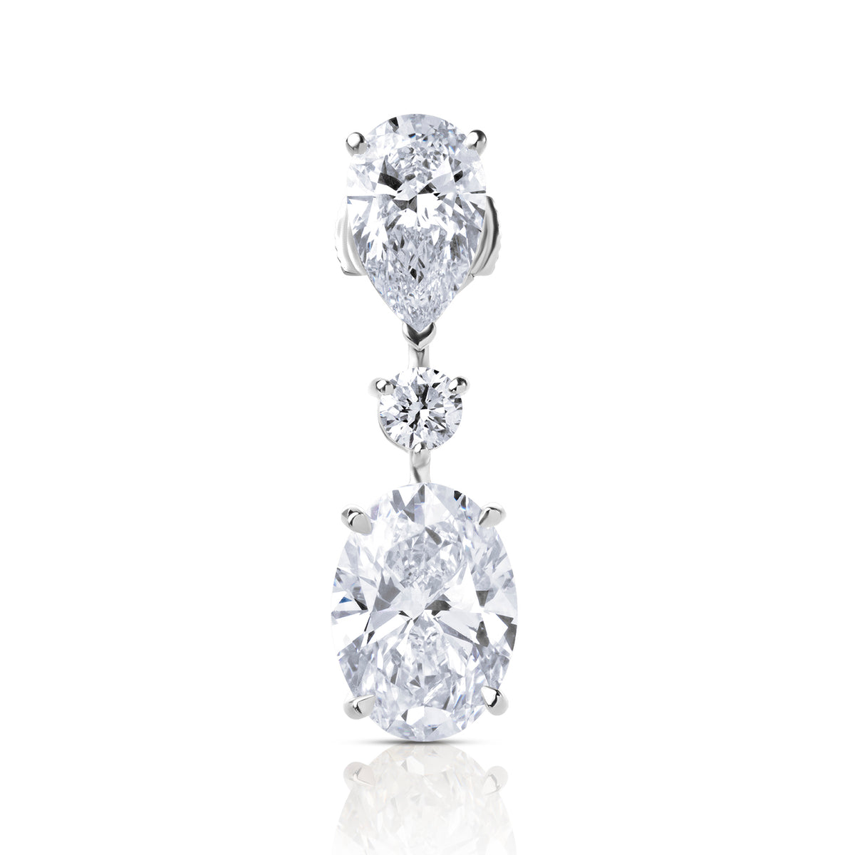 Drop lab diamond earrings oval with round & pear