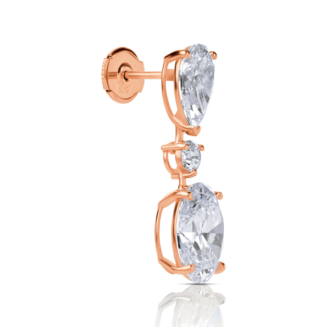 Drop Lab Diamond Earrings Oval with Round & Pear