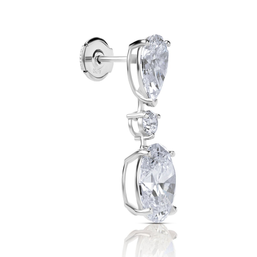 Drop Lab Diamond Earrings Oval with Round & Pear