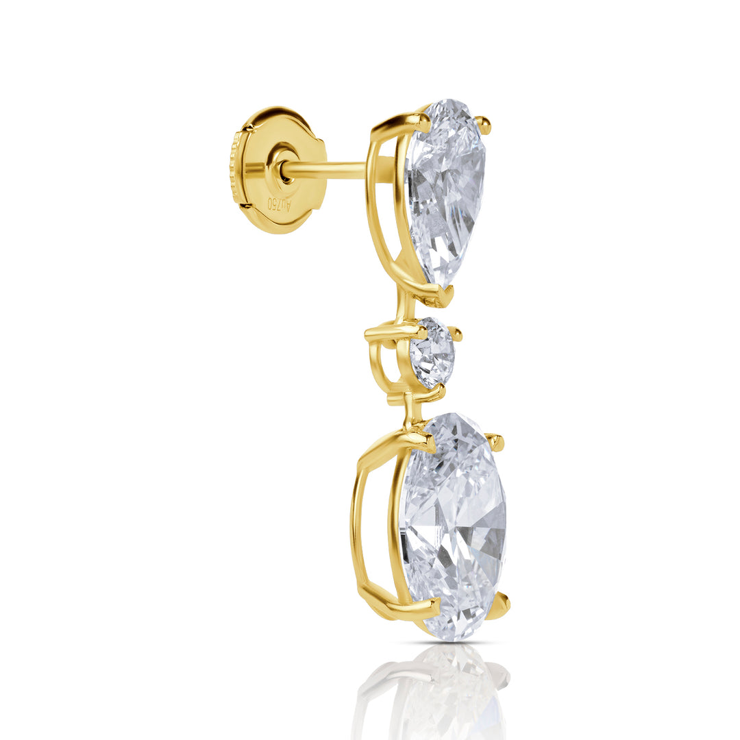 Drop Lab Diamond Earrings Oval with Round & Pear