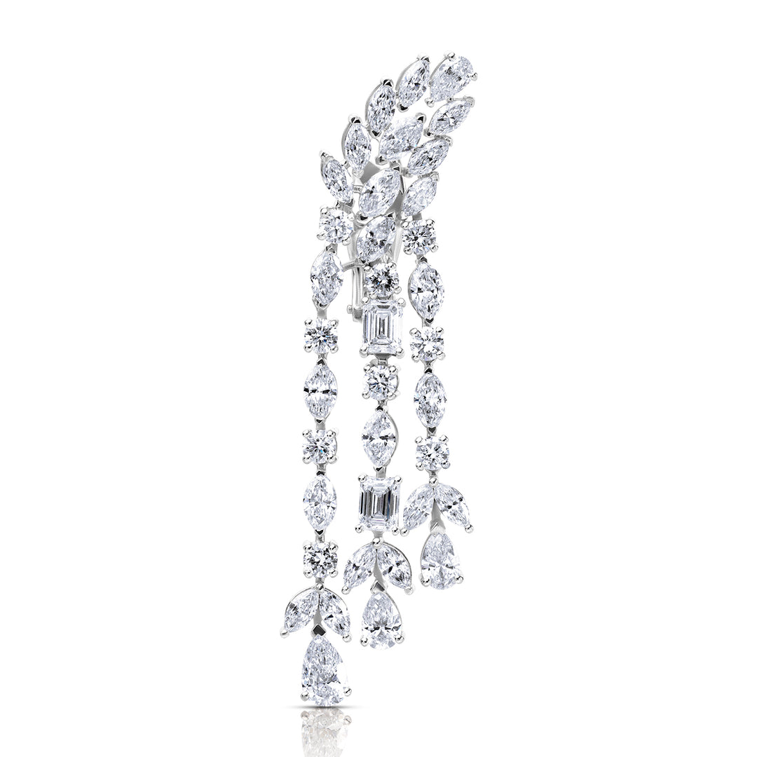 Drop Lab Diamond Earrings Marquise and Pear with Round and Emerald