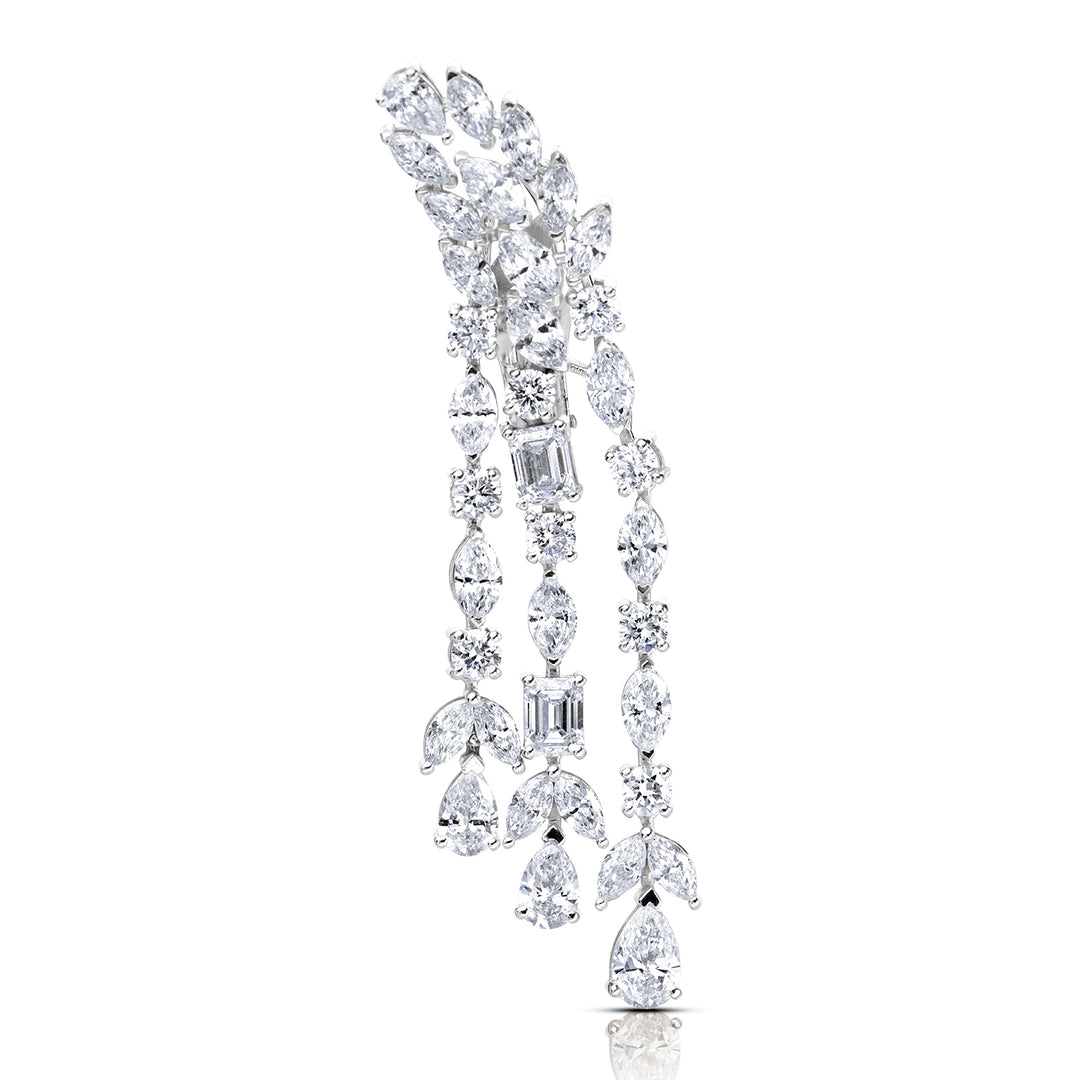 Drop Lab Diamond Earrings Marquise and Pear with Round and Emerald