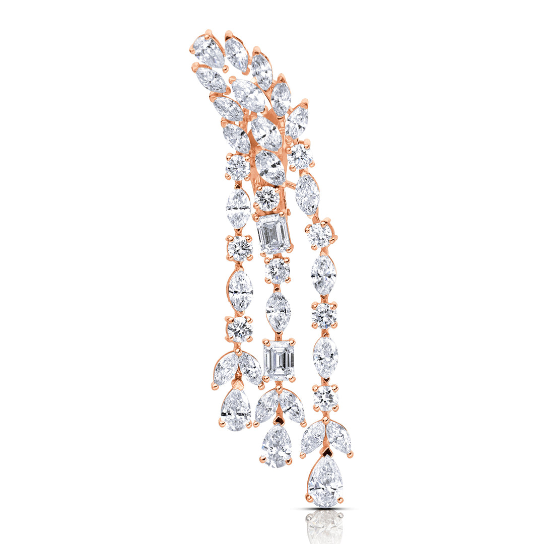 Drop Lab Diamond Earrings Marquise and Pear with Round and Emerald