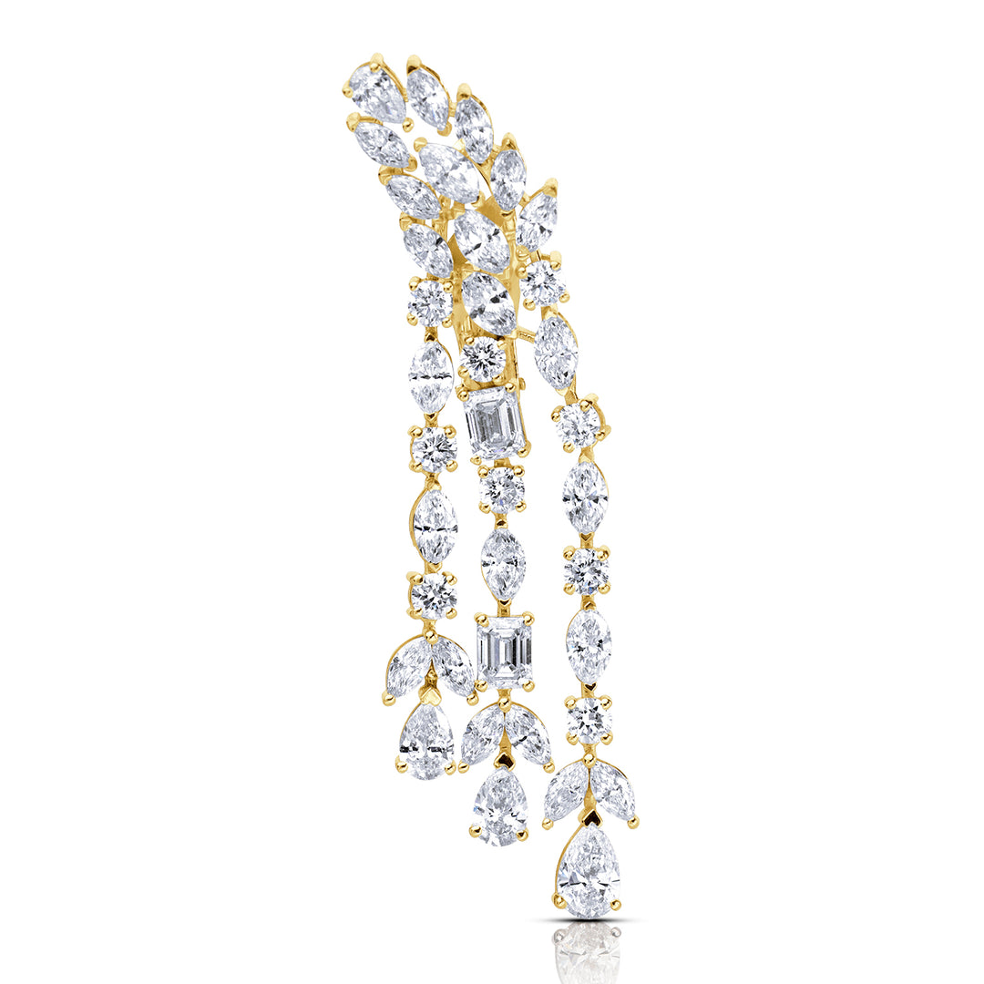 Drop Lab Diamond Earrings Marquise and Pear with Round and Emerald