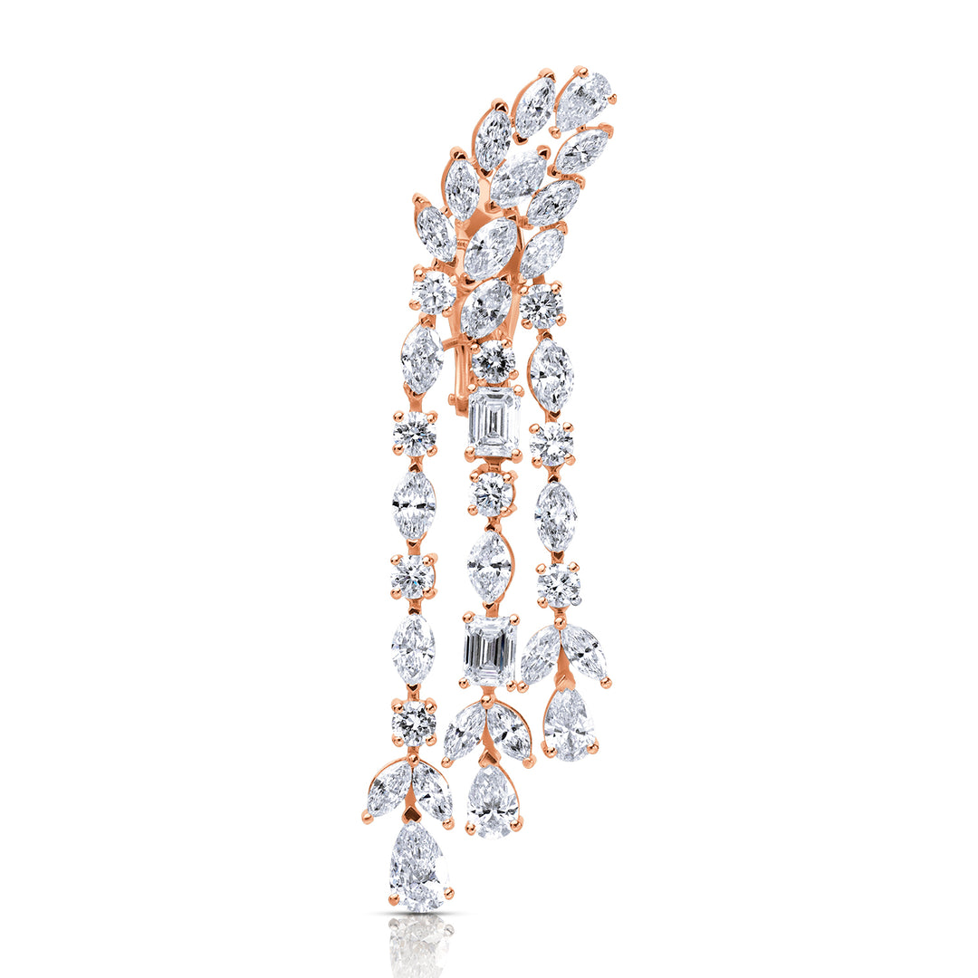 Drop Lab Diamond Earrings Marquise and Pear with Round and Emerald
