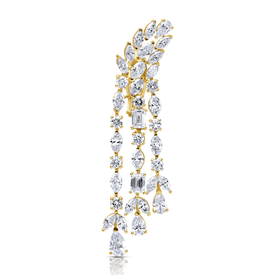 Drop Lab Diamond Earrings Marquise and Pear with Round and Emerald