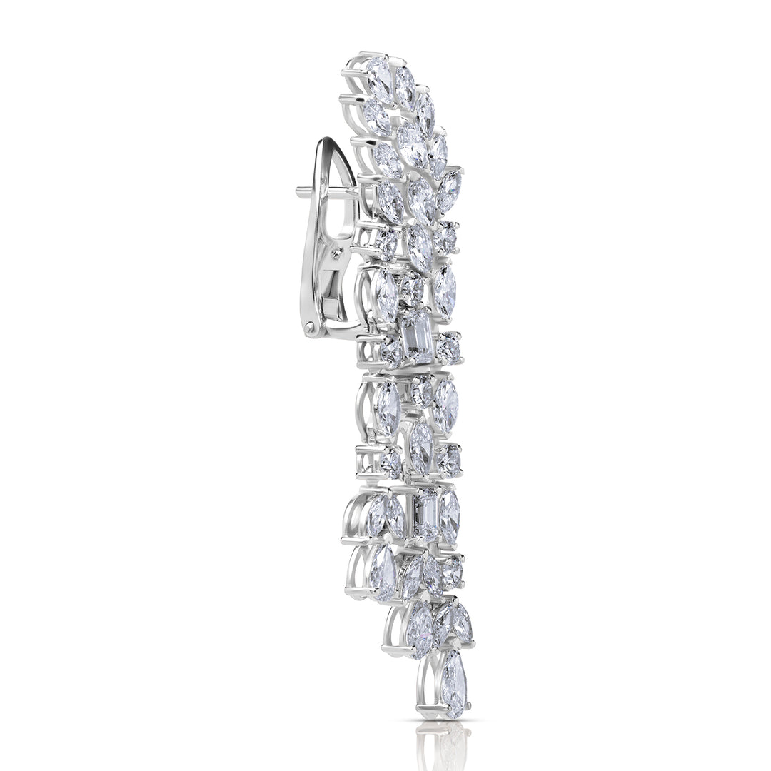 Drop Lab Diamond Earrings Marquise and Pear with Round and Emerald