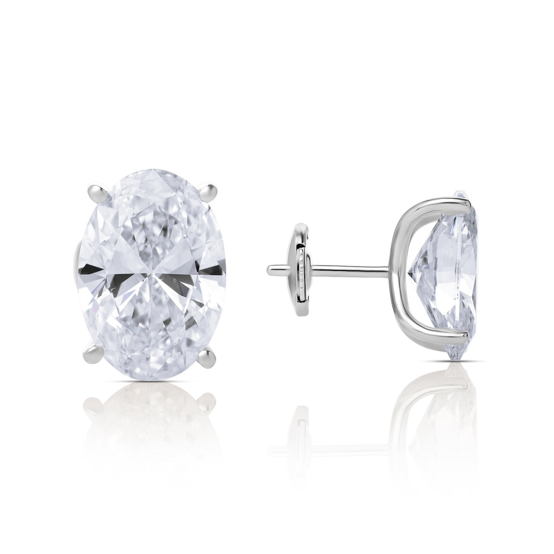 Solitaire Stud Lab Diamond Earrings Oval