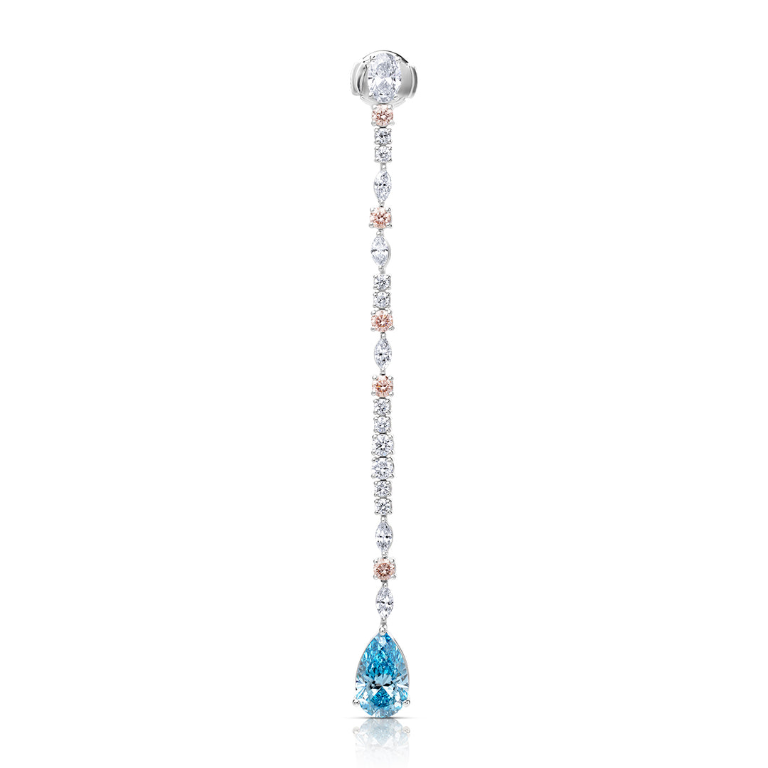 Drop Lab Diamond Earrings Pear and Round with Oval and Marquise