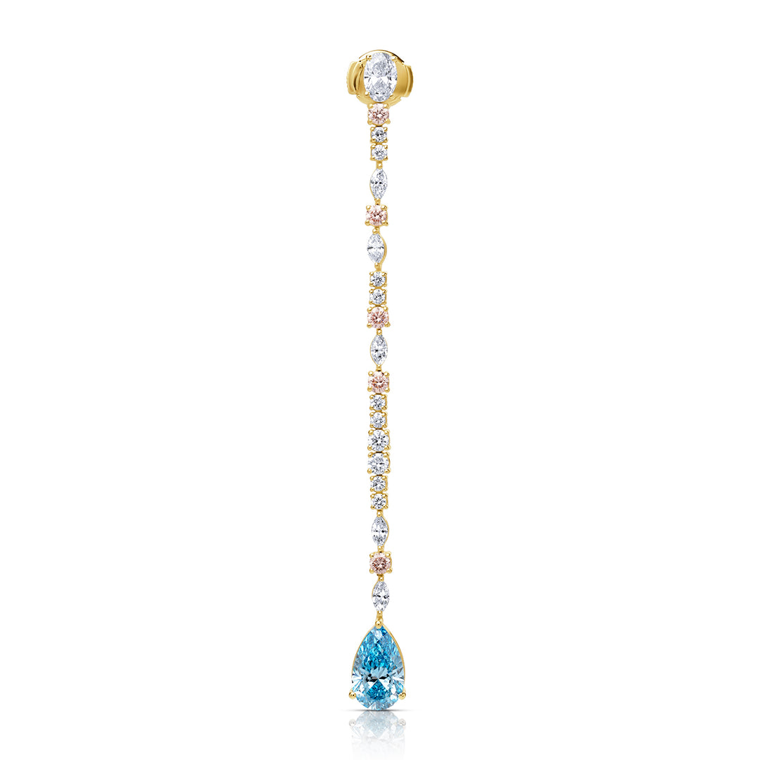 Drop Lab Diamond Earrings Pear and Round with Oval and Marquise