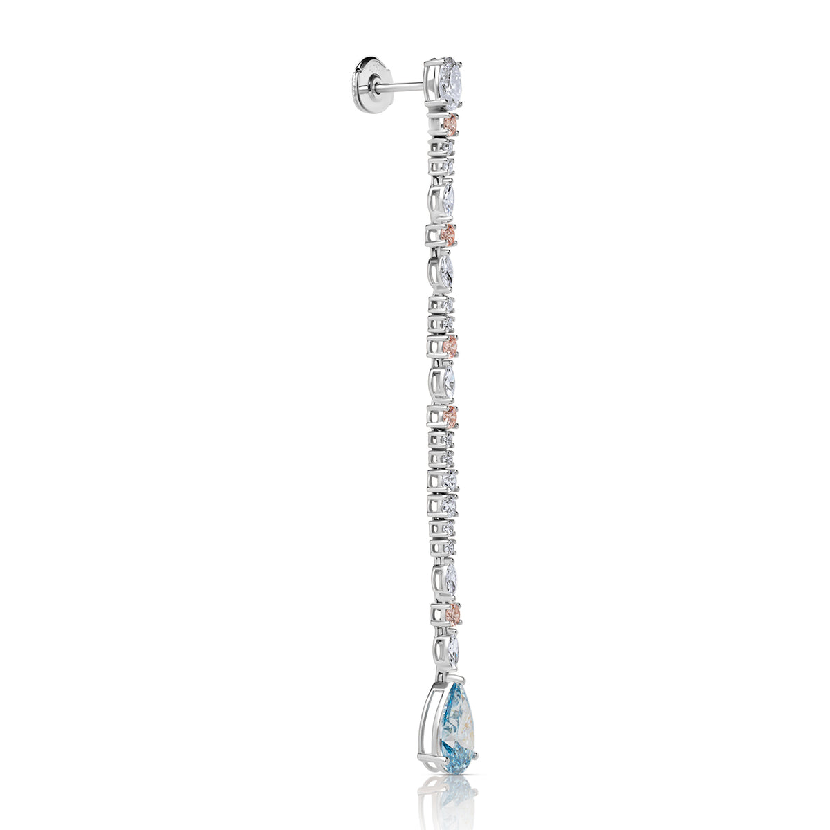 Drop lab diamond earrings pear and round with oval and marquise