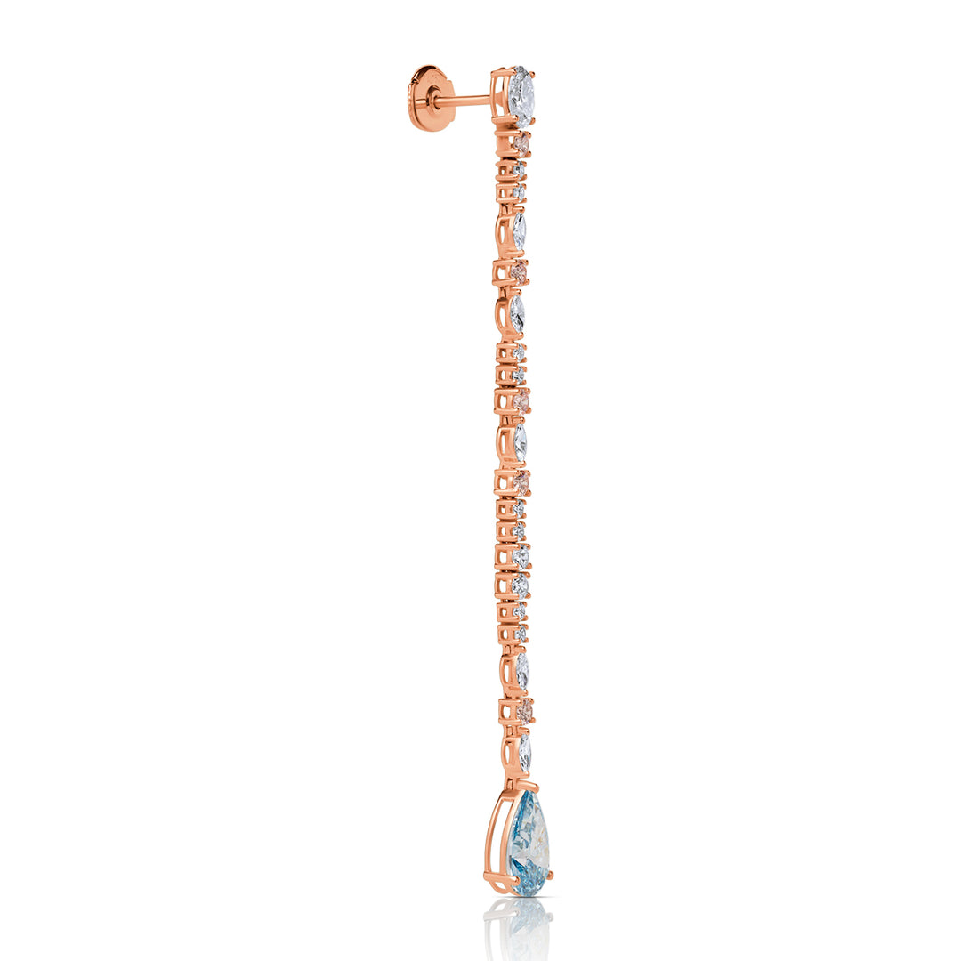 Drop Lab Diamond Earrings Pear and Round with Oval and Marquise