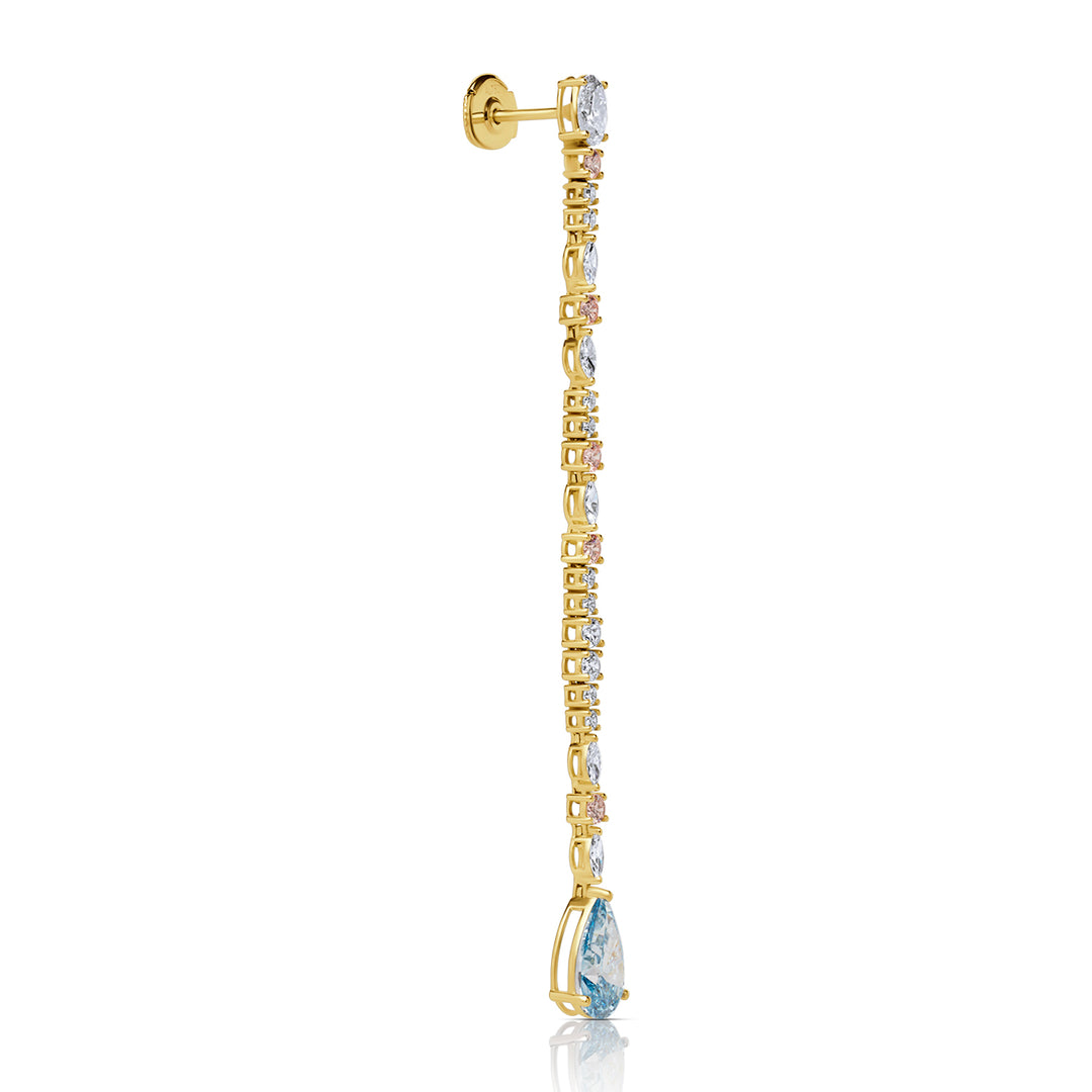 Drop Lab Diamond Earrings Pear and Round with Oval and Marquise