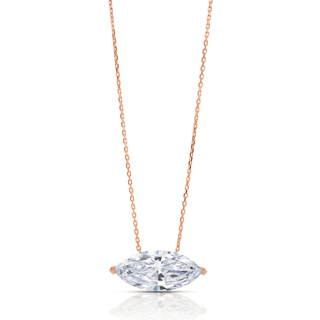 Solitaire Lab Diamond Necklace Marquise 10 CT