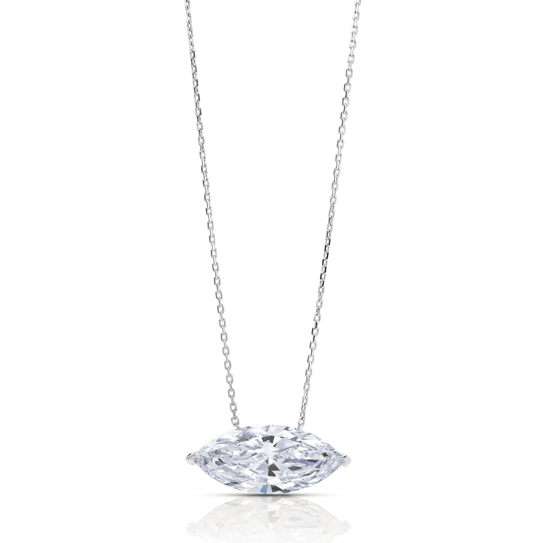 Solitaire Lab Diamond Necklace Marquise 10 CT