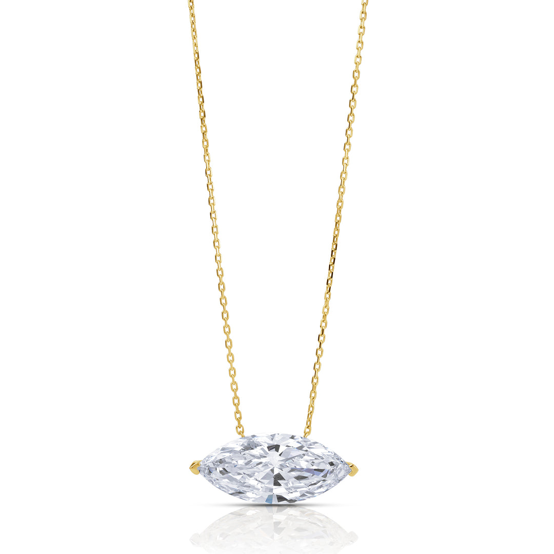 Solitaire Lab Diamond Necklace Marquise 10 CT