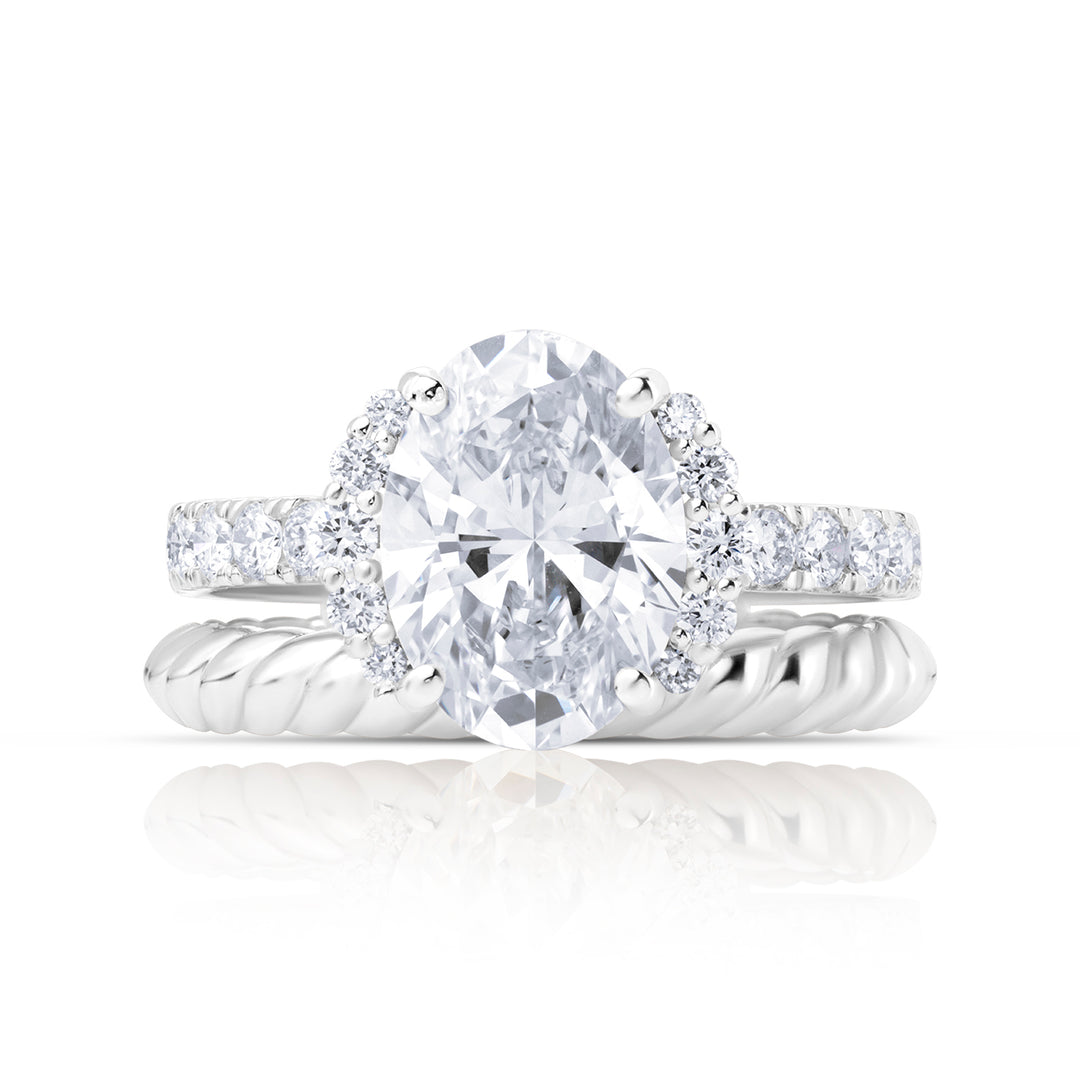 Twin Lab Diamond Ring Oval with Pave