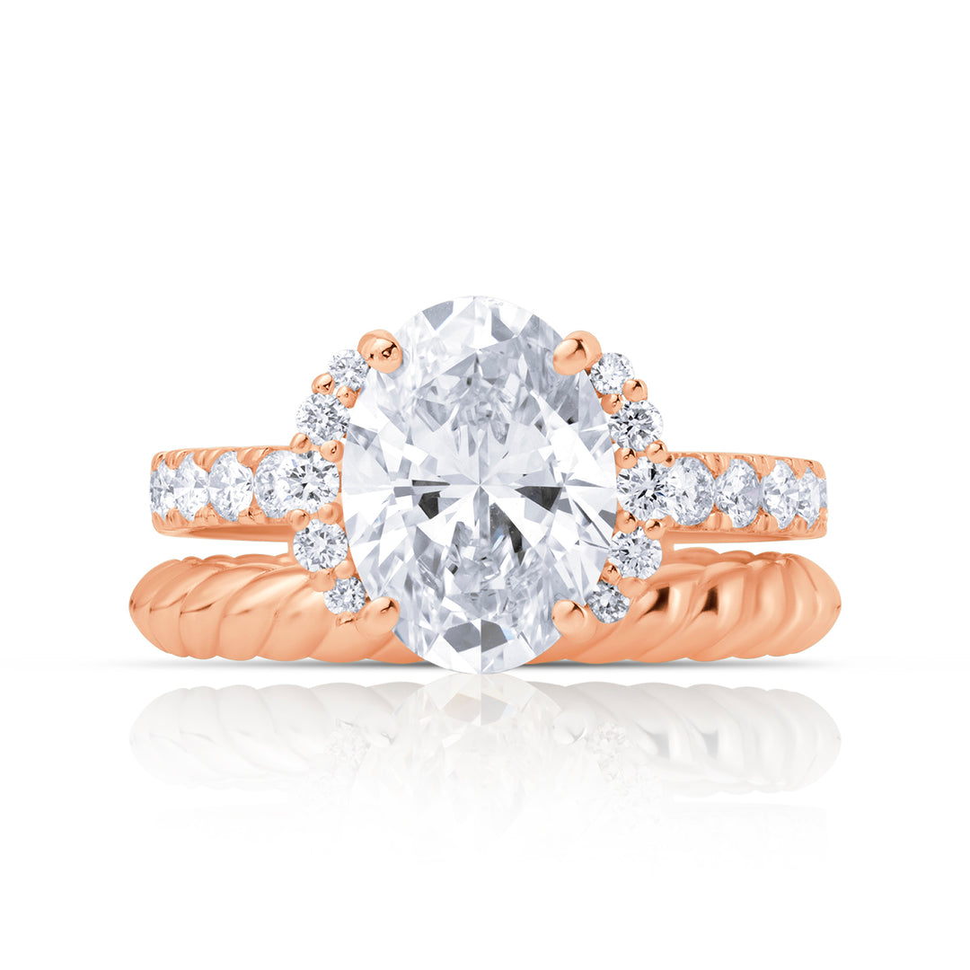 Twin Lab Diamond Ring Oval with Pave