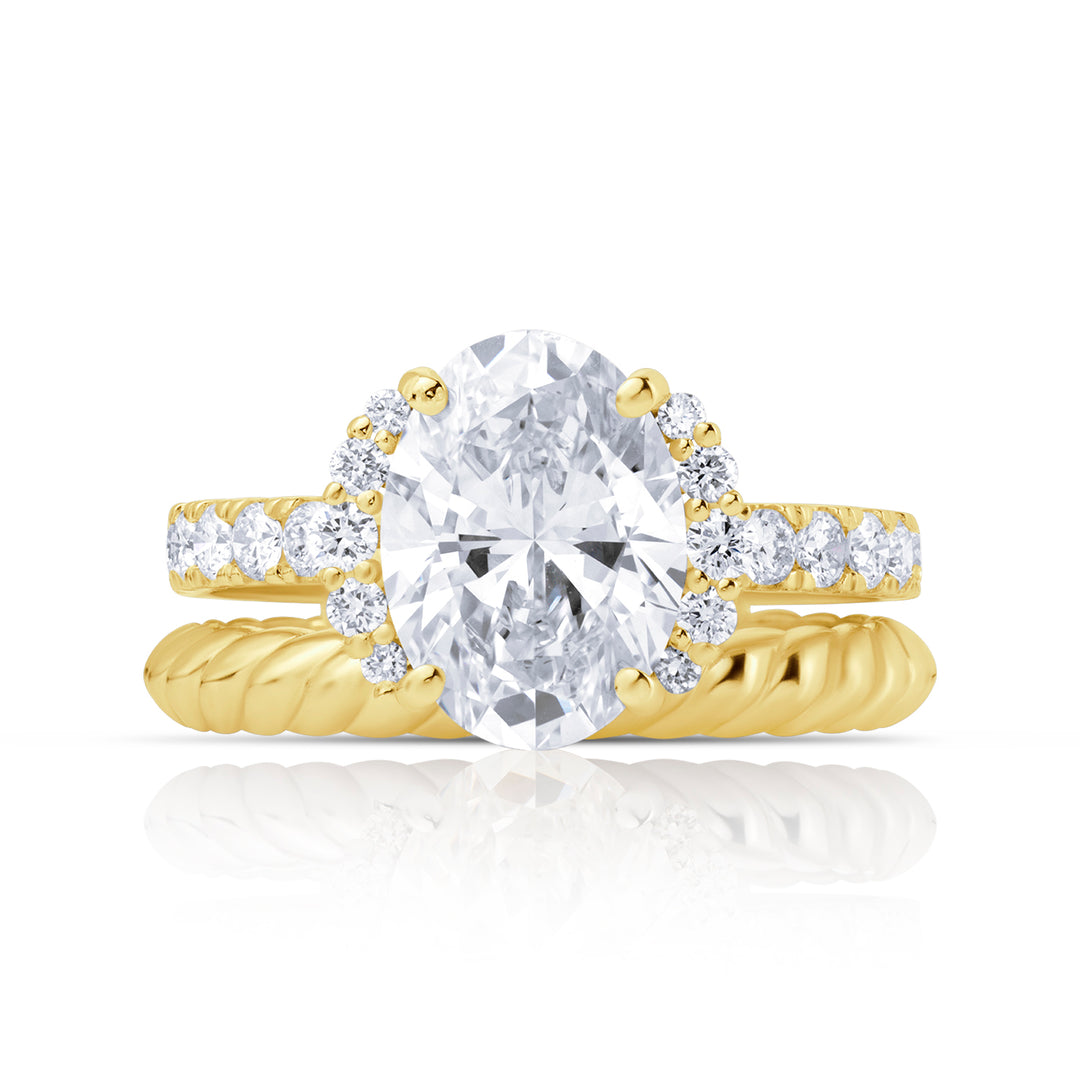 Twin Lab Diamond Ring Oval with Pave