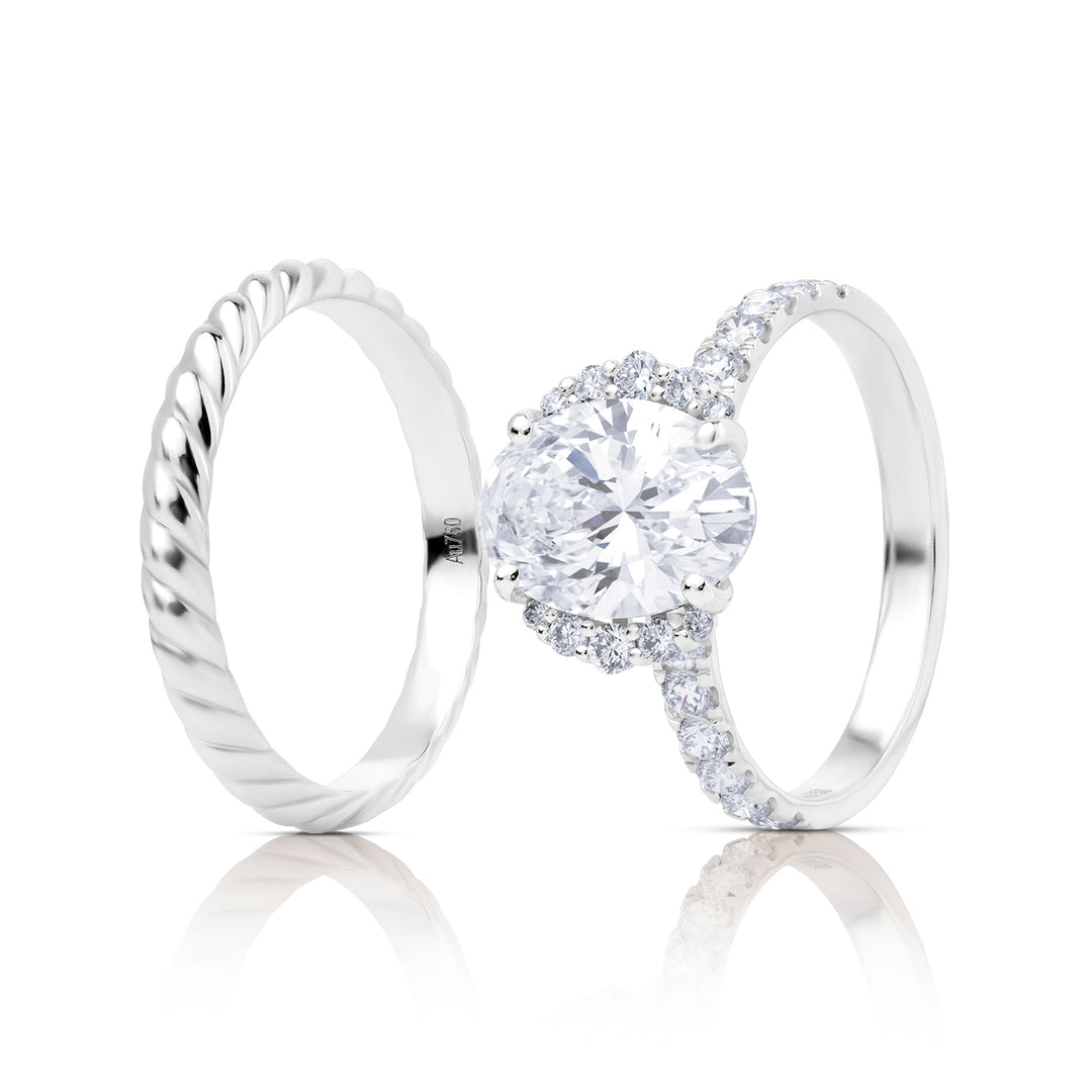 Twin Lab Diamond Ring Oval with Pave