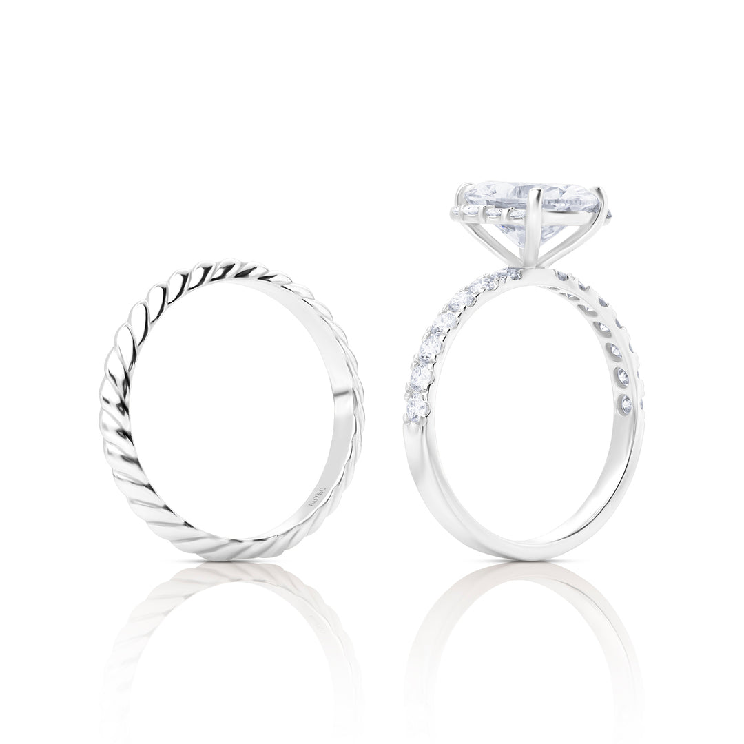 Twin Lab Diamond Ring Oval with Pave