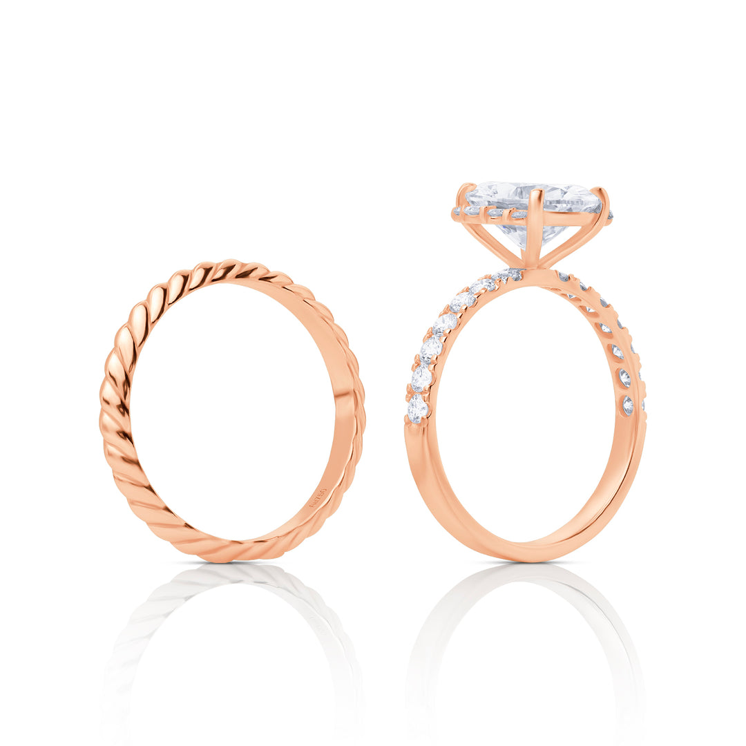 Twin Lab Diamond Ring Oval with Pave