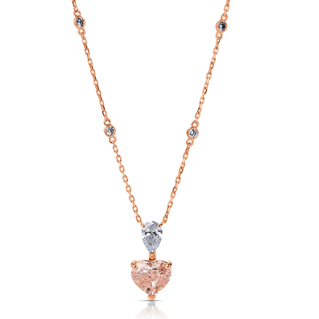 Rosé Lumière Two-Stone Fancy Lab Diamond Necklace Heart & Pear