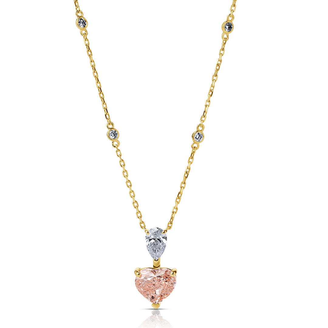 Rosé Lumière Two-Stone Fancy Lab Diamond Necklace Heart & Pear