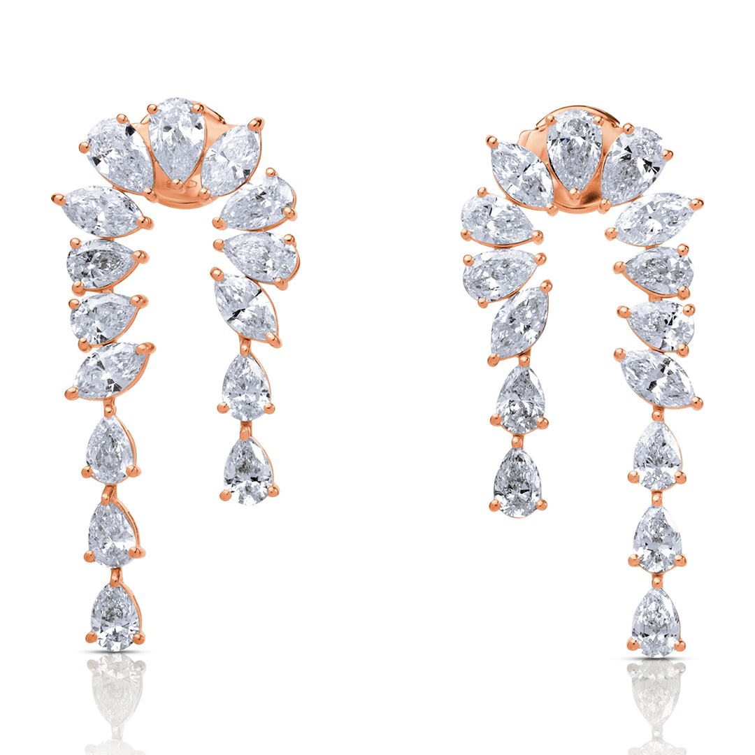 Drop Lab Diamond Earrings Pear with Marquise