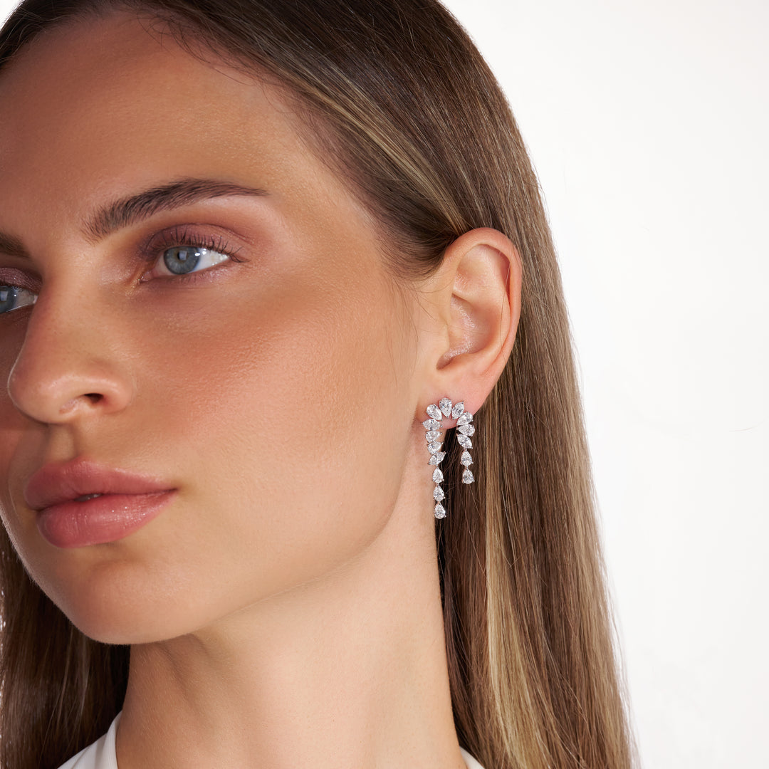 Drop Lab Diamond Earrings Pear with Marquise