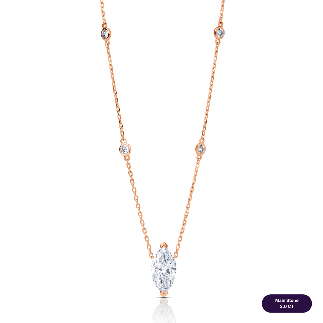 Solitaire Lab Diamond Necklace Marquise with Round