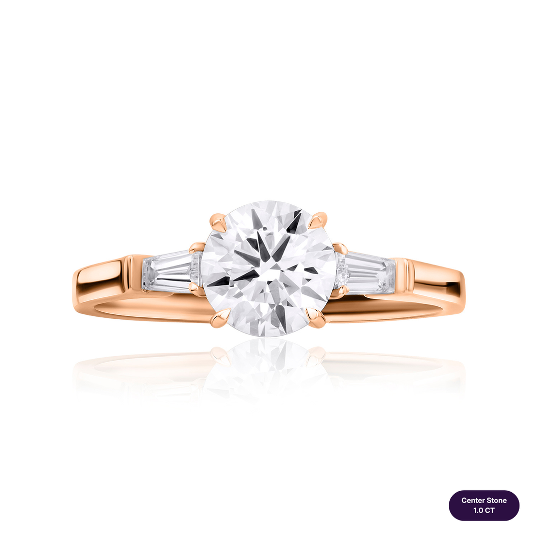 Three-Stones Lab Diamond Ring Round with Tapered