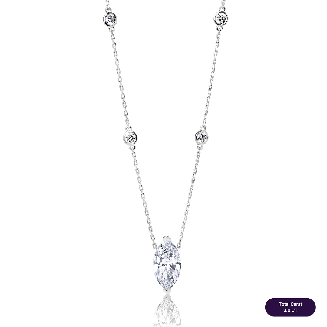 Solitaire Lab Diamond Necklace Marquise with Round
