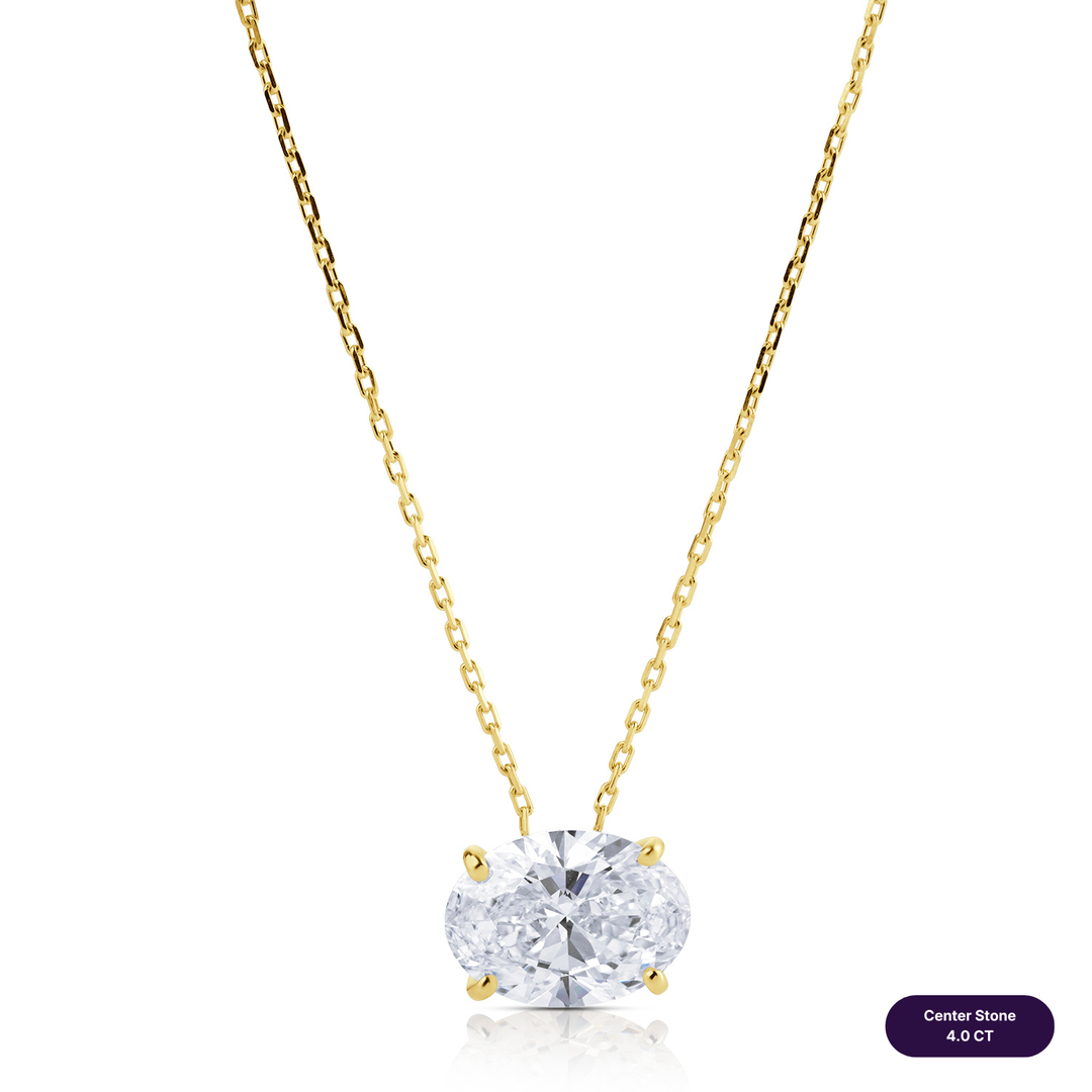 Solitaire Lab Diamond Necklace Oval