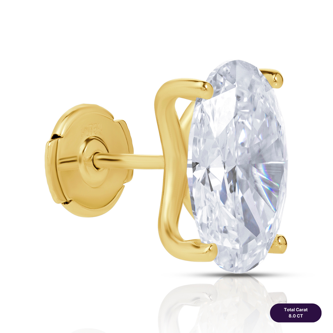 Solitaire Stud Lab Diamond Earrings Oval