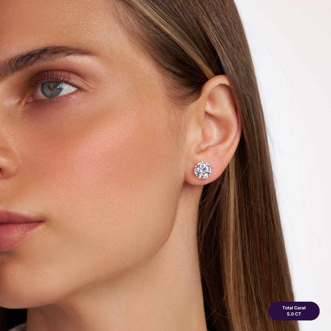Solitaire Stud Lab Diamond Earrings Round