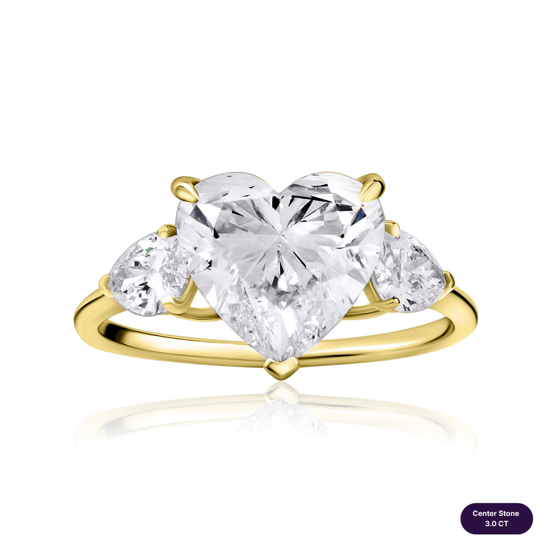 Three-Stones Lab Diamond Ring Heart