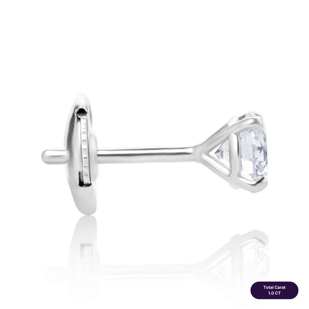 Solitaire Stud Lab Diamond Earrings Round