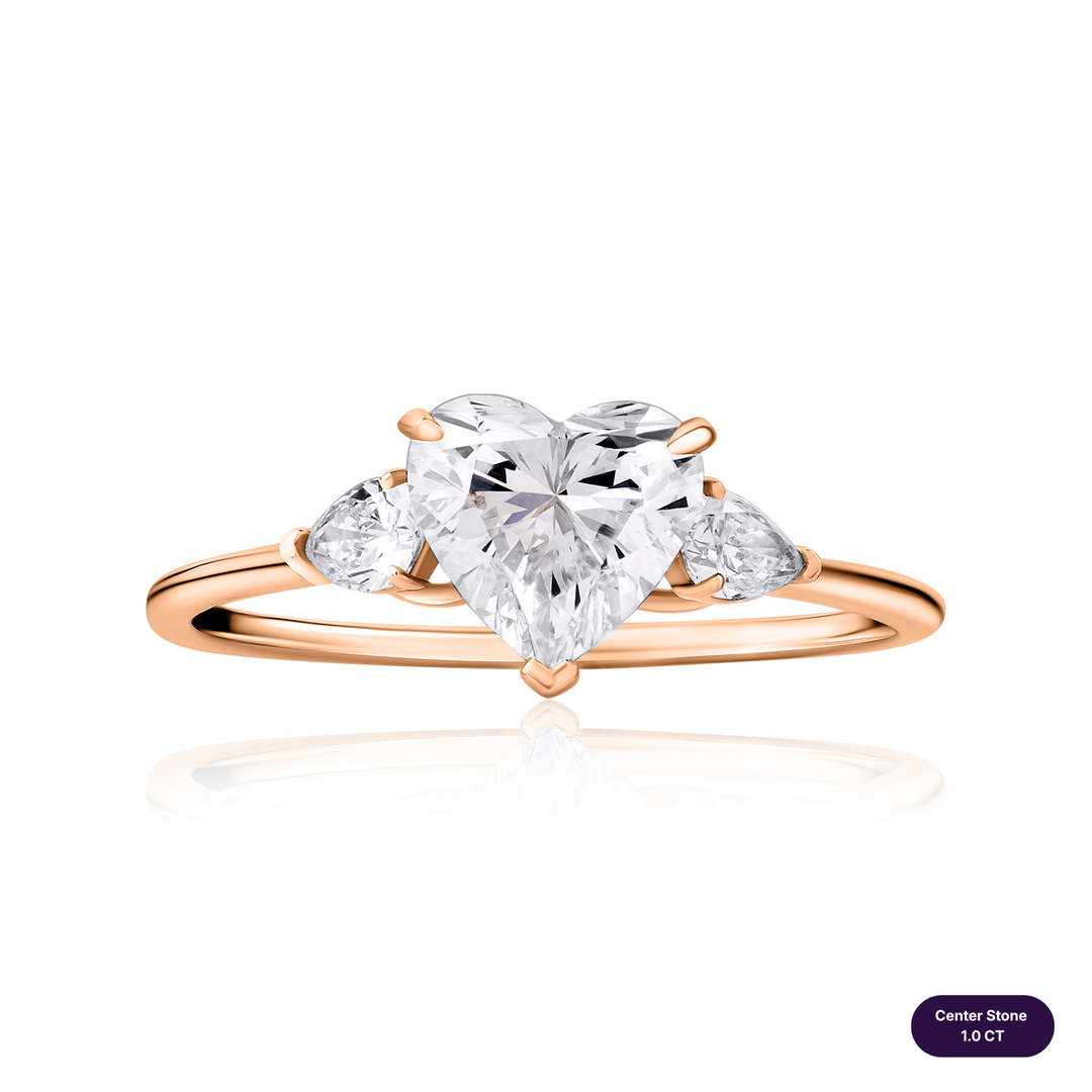 Three-Stones Lab Diamond Ring Heart