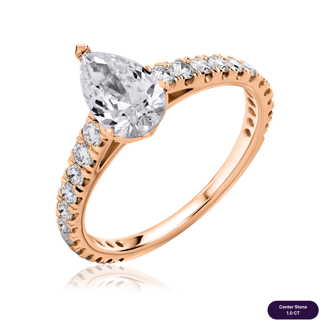 Solitaire Pave Lab Diamond Ring Pear