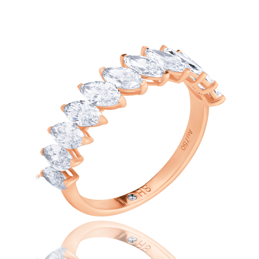 Half Eternity Lab Diamond Ring Marquise