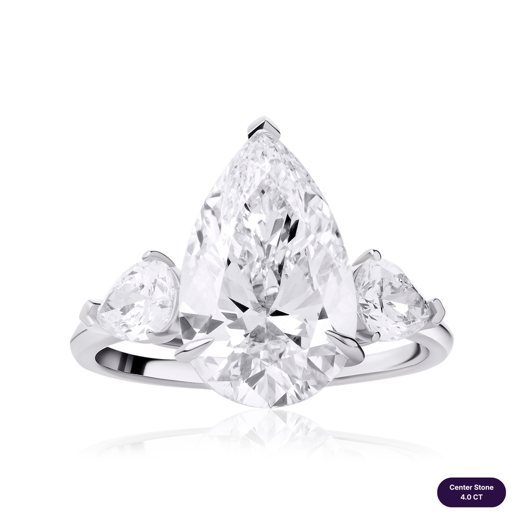 Three-Stones Lab Diamond Ring Pear