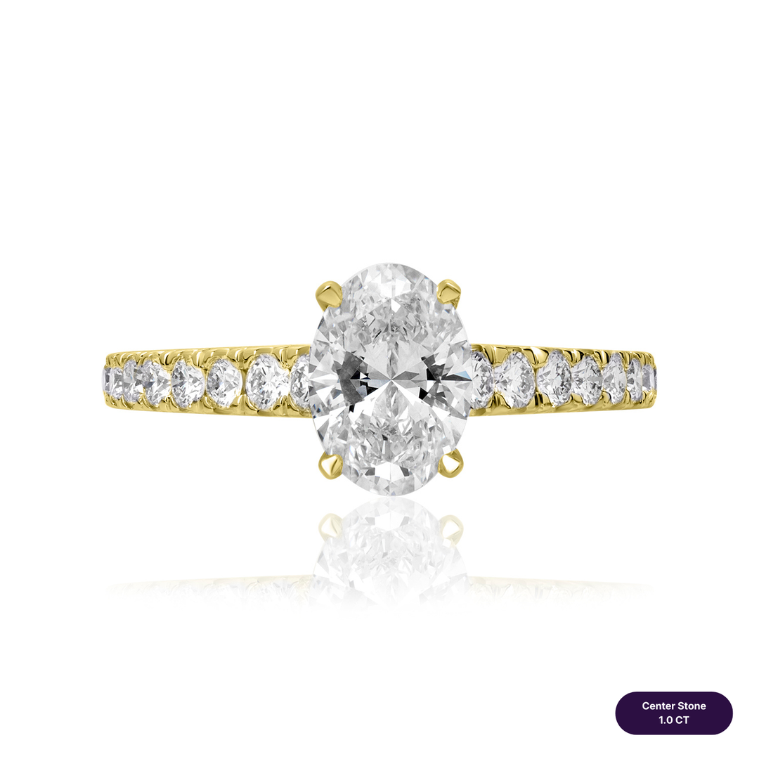 Solitaire Pave Lab Diamond Ring Oval